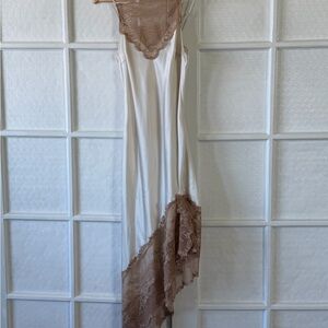 By Malene Birger Cream Slip with Taupe Lace Panels